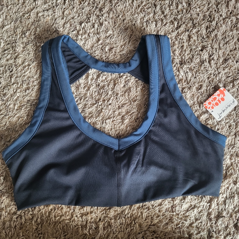 FP Movement by Free People Navy and Slate Blue Racerback Sports Bra